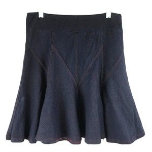 Laura Hlavac Womens Sz Small 4 6 Skirt Blue Fit & Flare Red Stitch Stretch Y2K